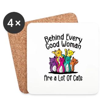 Behind Every Good Woman Are A Lot Of Cats - Dessous de verre (lot de 4) - blanc - Devant