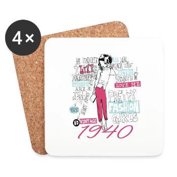 Millésime 1940 Cadeau Anniversaire 1940 Fille 1940 - Dessous de verre (lot de 4) - blanc - Devant