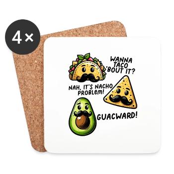 Lustiger Spruch Taco Nacho Avocado Humor Witzig - Untersetzer (4er-Set) - Weiß - Vorne