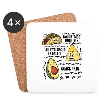 Lustiger Spruch Taco Nacho Avocado Humor Witzig - Untersetzer (4er-Set) - Weiß - Vorne