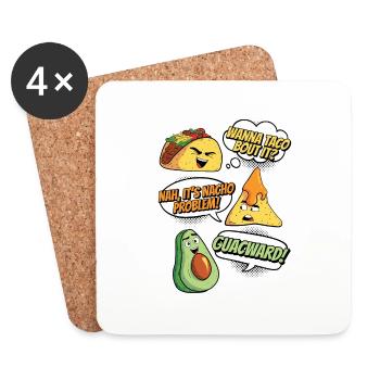 Lustiger Spruch Humor Witzig Taco Nacho Avocado - Untersetzer (4er-Set) - Weiß - Vorne