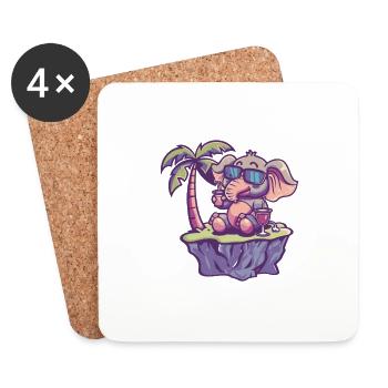 Palmier d’été de l’île Mammoth - Dessous de verre (lot de 4) - blanc - Devant