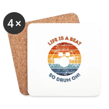 Das Leben ist ein Beat, also trommeln Sie weiter! Für Schlagzeugliebhaber - Untersetzer (4er-Set) - Weiß - Vorne