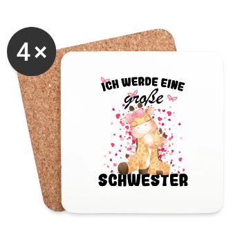 Nachwuchs Verkünden Ich Werde Große Schwester 2025 - Untersetzer (4er-Set) - Weiß - Vorne