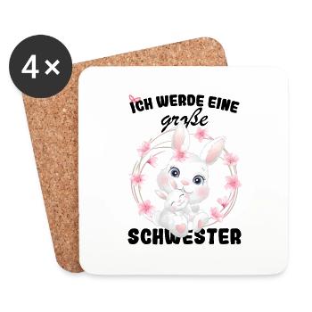 Nachwuchs Verkünden Ich Werde Große Schwester 2025 - Untersetzer (4er-Set) - Weiß - Vorne
