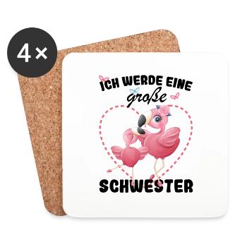 Nachwuchs Verkünden Ich Werde Große Schwester 2025 - Untersetzer (4er-Set) - Weiß - Vorne