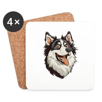 Grönlandhund | Greenland Dog | Cartoon Artwork - Untersetzer (4er-Set) - Weiß - Vorne
