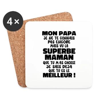 Annonce grossesse Cadeau Futur Papa Future Maman - Dessous de verre (lot de 4) - blanc - Devant
