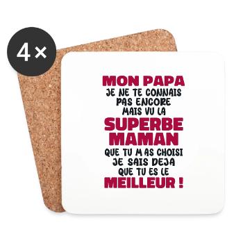 Annonce grossesse Cadeau Futur Papa Future Maman - Dessous de verre (lot de 4) - blanc - Devant