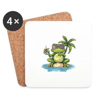Frog Summer Holiday - Coasters (set of 4) - white - Front