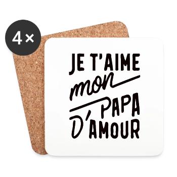 belle idée cadeau fete des pères anniversaire papa - Dessous de verre (lot de 4) - blanc - Devant
