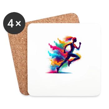 Splash Art Running Marathon Fitness Runner Run - Coasters (set of 4) - white - Front