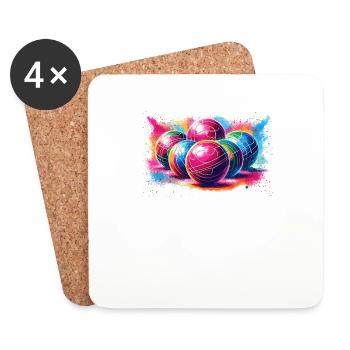 Joueur de pétanque coloré Boules Pentanque - Dessous de verre (lot de 4) - blanc - Devant
