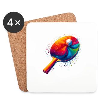 Splash Art Table Tennis Player Ping Pong Paddle - Coasters (set of 4) - white - Front