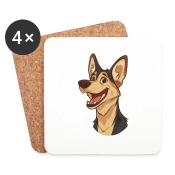 Chien de Canaan | Chien de Canaan | Illustration de dessin animé - Dessous de verre (lot de 4) - blanc - Devant