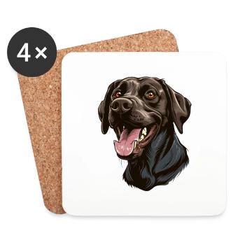 Labrador Retriever | Cartoon Artwork - Coasters (set of 4) - white - Front
