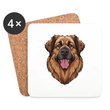 Leonberg Illustration de dessin animé - Dessous de verre (lot de 4) - blanc - Devant