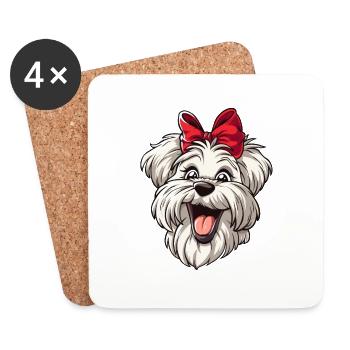 Malteser | Maltese | Cartoon Artwork - Untersetzer (4er-Set) - Weiß - Vorne