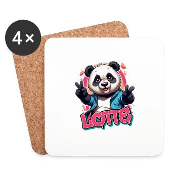 LOTTE - Beautiful Girl Name with Cool Panda - Coasters (set of 4) - white - Front
