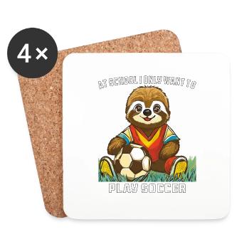PARESSE À L’ÉCOLE, JE NE VEUX JOUER QU’AU FOOTBALL - Dessous de verre (lot de 4) - blanc - Devant