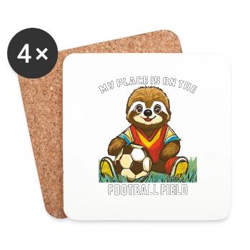 PARESSEUX MA PLACE EST SUR LE TERRAIN DE FOOTBALL - Dessous de verre (lot de 4) - blanc - Devant