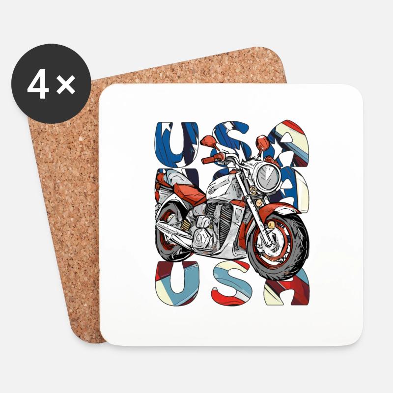 MOTORRAD USA - Untersetzer (4er-Set) - Weiß