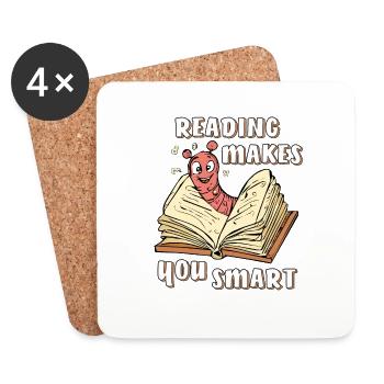 LA LECTURE DE BOOK WORM VOUS REND INTELLIGENT - Dessous de verre (lot de 4) - blanc - Devant