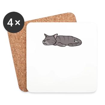 Chemise de nuit officielle Pyjama chat - Dessous de verre (lot de 4) - blanc - Devant