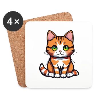 Cat Green Eyes - Coasters (set of 4) - white - Front