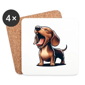 Dachshund hunting dog roars like a lion dogs - Coasters (set of 4) - white - Front
