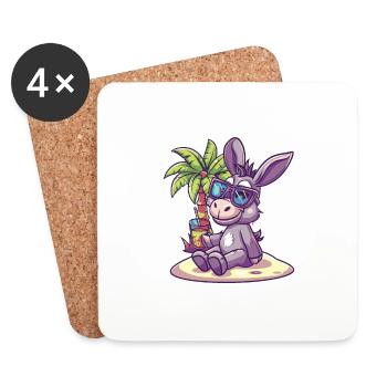 Donkey Summer Holiday - Coasters (set of 4) - white - Front