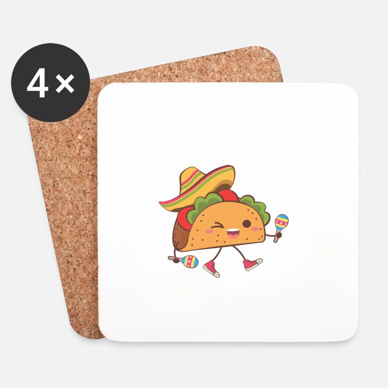 Lustiges Taco - Untersetzer (4er-Set) - Weiß