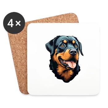 Rottweilerkopf - Dessous de verre (lot de 4) - blanc - Devant