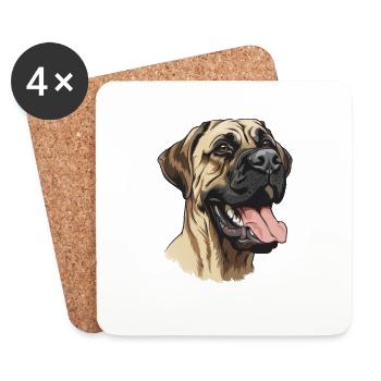 Old English Mastiff | Cartoon Artwork - Untersetzer (4er-Set) - Weiß - Vorne
