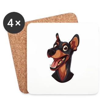 Pinscher | German Pinscher | Cartoon Artwork - Coasters (set of 4) - white - Front