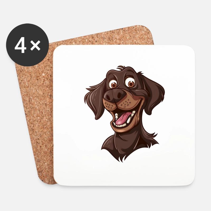 Caniche Pointer | Illustration de dessin animé - Dessous de verre (lot de 4) - blanc