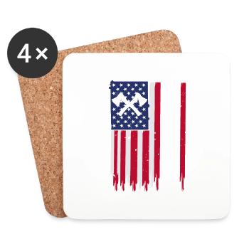 Holzfäller Logger USA Amerikanischer Holzarbeiter - Untersetzer (4er-Set) - Weiß - Vorne