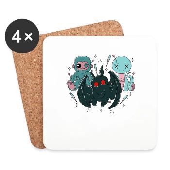 Kawaii Pastel Goth Cryptids - Coasters (set of 4) - white - Front