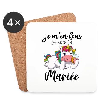 Je Suis La Future Mariée Licorne EVJF Bride Fille - Dessous de verre (lot de 4) - blanc - Devant