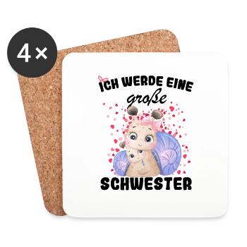 Nachwuchs Verkünden Ich Werde Große Schwester 2025 - Untersetzer (4er-Set) - Weiß - Vorne