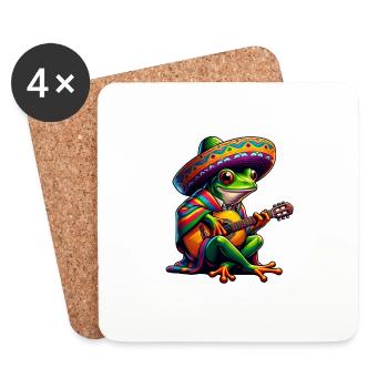 Cinco de Mayo Frog Guitare Mariachi - Dessous de verre (lot de 4) - blanc - Devant