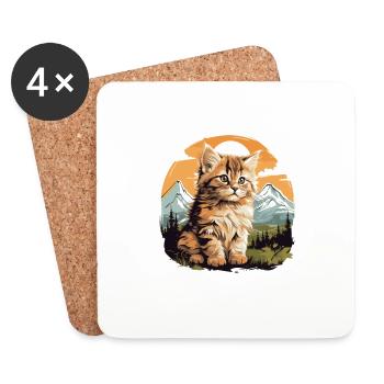 Siberian Cat Sibirische Katze - Untersetzer (4er-Set) - Weiß - Vorne