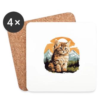Siberian Cat Sibirische Katze - Coasters (set of 4) - white - Front