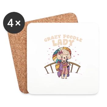 Crazy Poodle Lady Puppy Mom Dog Owner - Coasters (set of 4) - white - Front