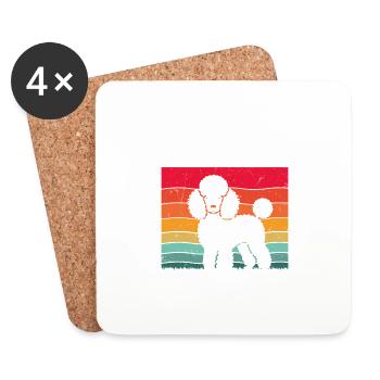 J’aime vraiment les caniches, d’accord ? Chien Papa Chiot Maman - Dessous de verre (lot de 4) - blanc - Devant
