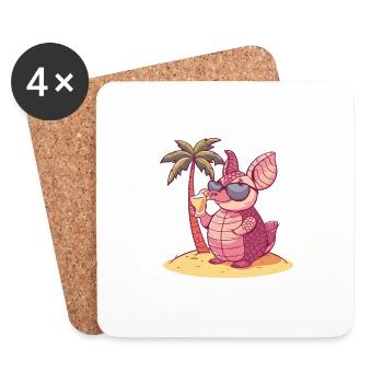 Armadillo Summer Vacation - Coasters (set of 4) - white - Front