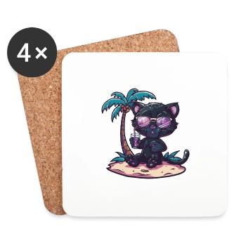 Palmier d’été de l’île Panther - Dessous de verre (lot de 4) - blanc - Devant