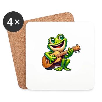 Süßer Frosch Gitarrist Musik - Untersetzer (4er-Set) - Weiß - Vorne