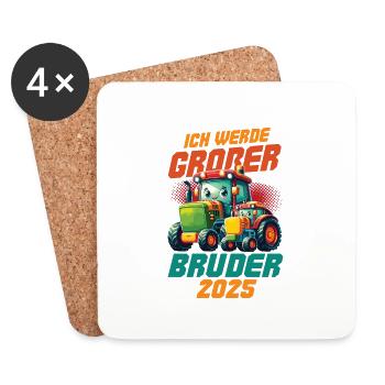 Nachwuchs Verkünden | Ich Werde Großer Bruder 2025 - Untersetzer (4er-Set) - Weiß - Vorne
