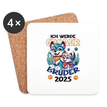 Nachwuchs Verkünden | Ich Werde Großer Bruder 2025 - Untersetzer (4er-Set) - Weiß - Vorne
